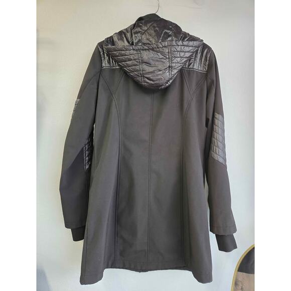 MICHAEL Michael Kors Black Soft Shell Hooded Anorak Quilted Sleeves Coat Size S - Picture 6 of 6